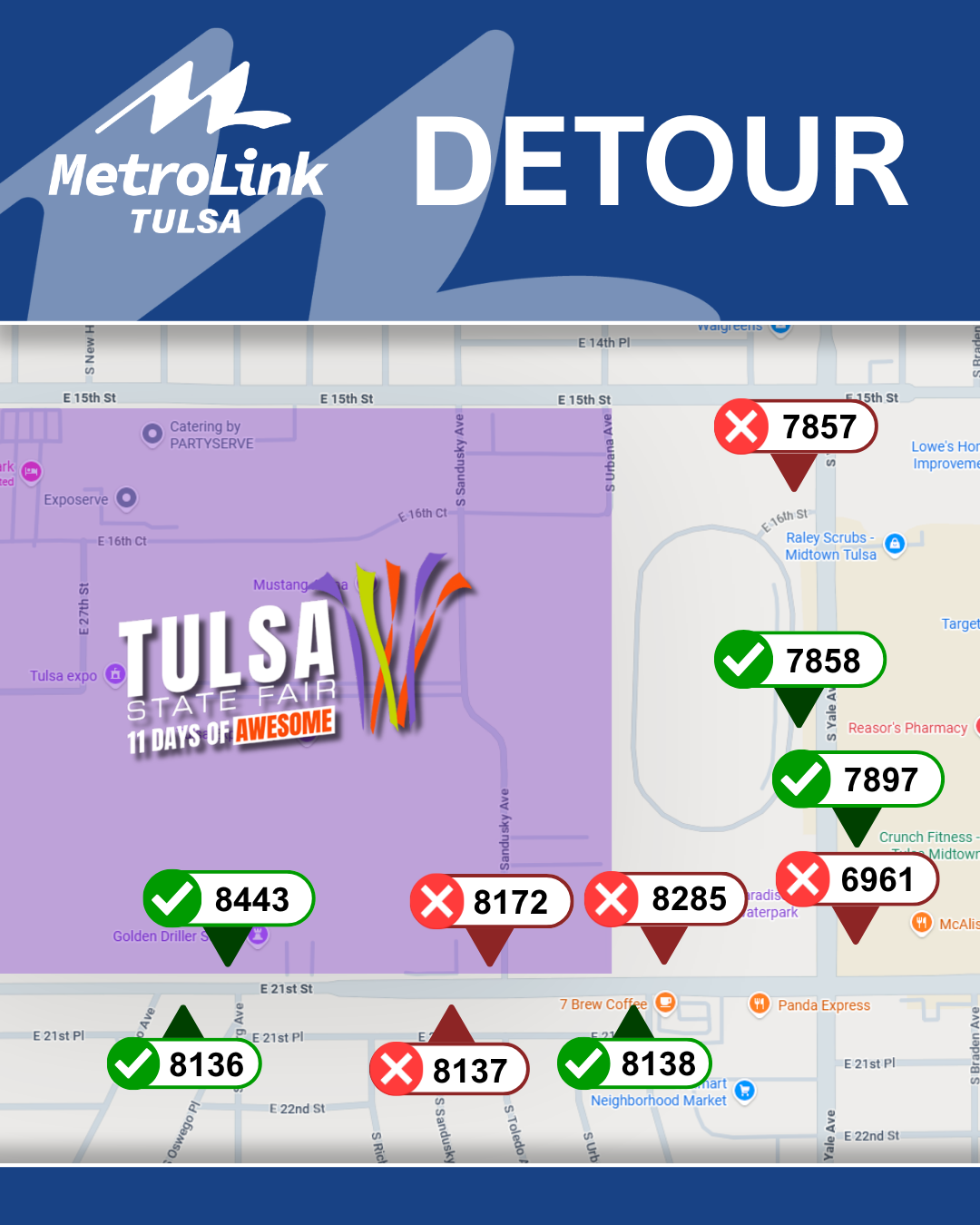 Tulsa State Fair Detour map